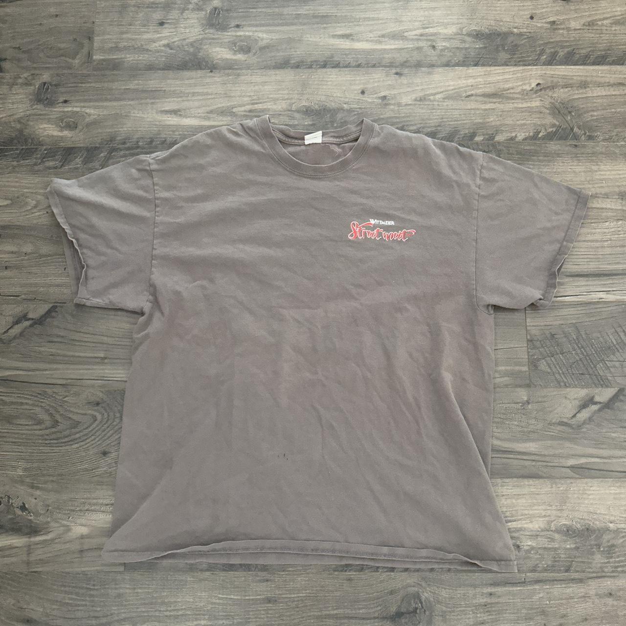 Port & Company Men's Grey and Brown T-shirt | Depop