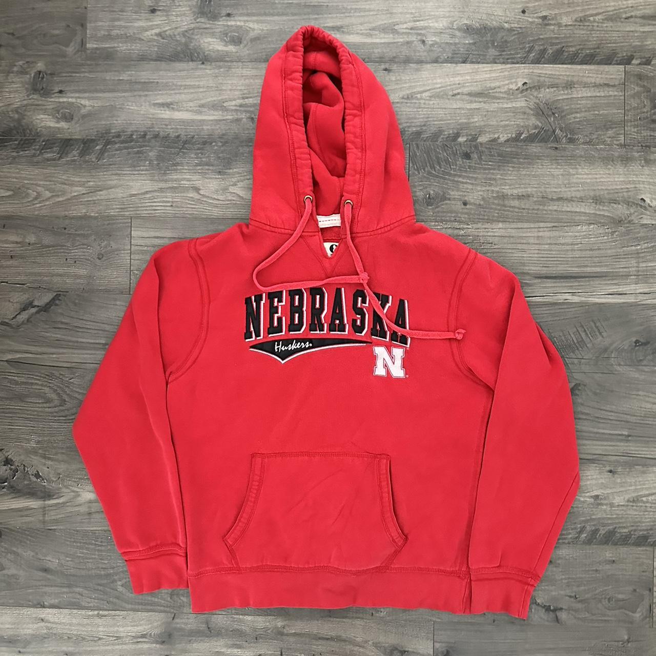 Large red Nebraska Huskers hoodie in great condition... - Depop