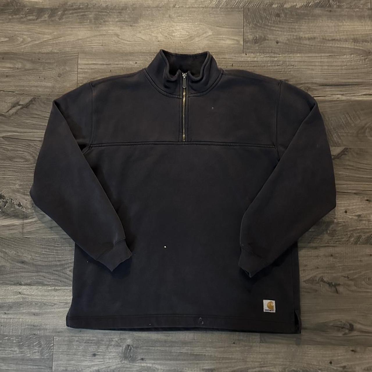 Medium Navy carhartt quarter zip in great condition... - Depop