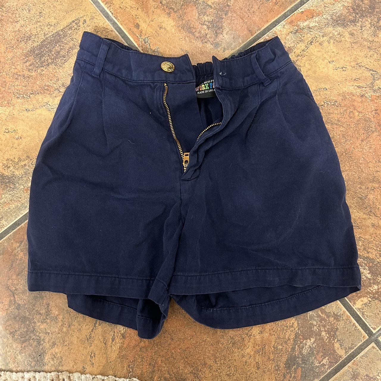 Big Bud Press trouser shorts navy blue, these fit me... - Depop