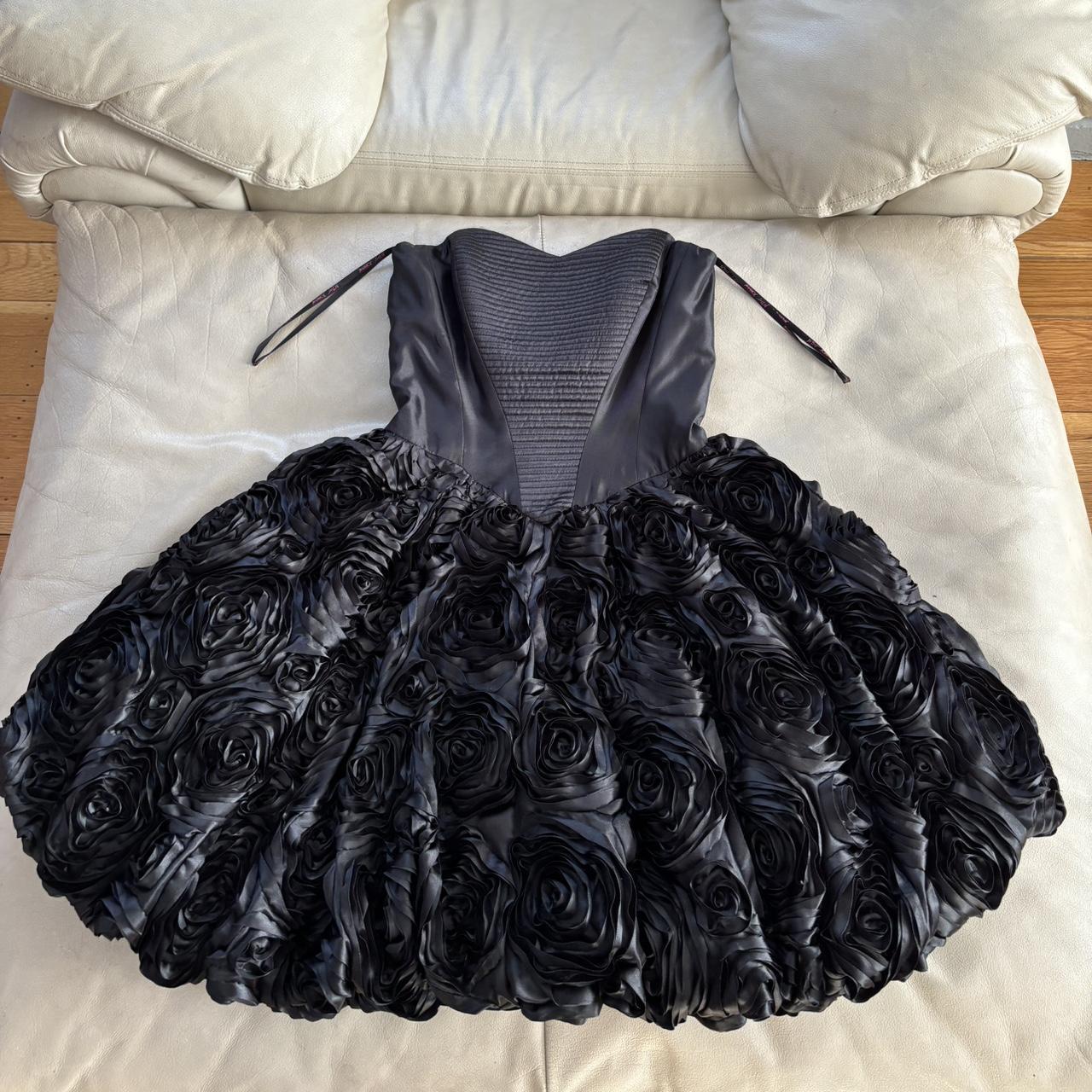 Betsey Johnson black rose prom cocktail Y2K... - Depop