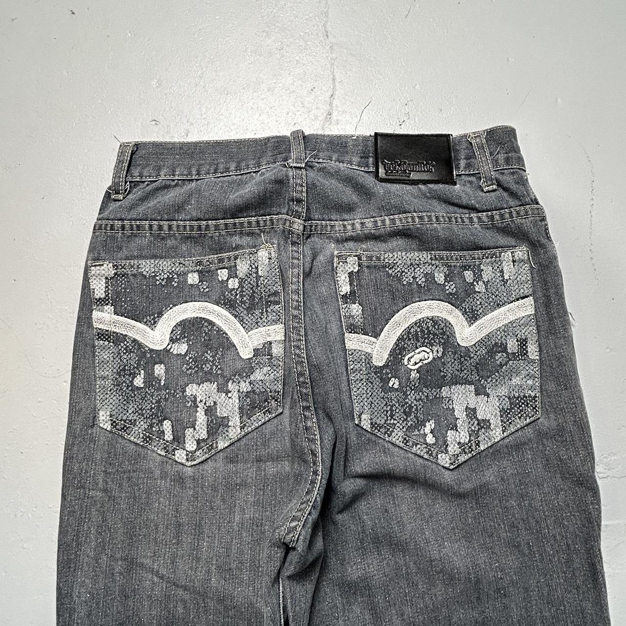 2000s Ecko Unltd. Grey Baggy Jeans cool back pocket... - Depop