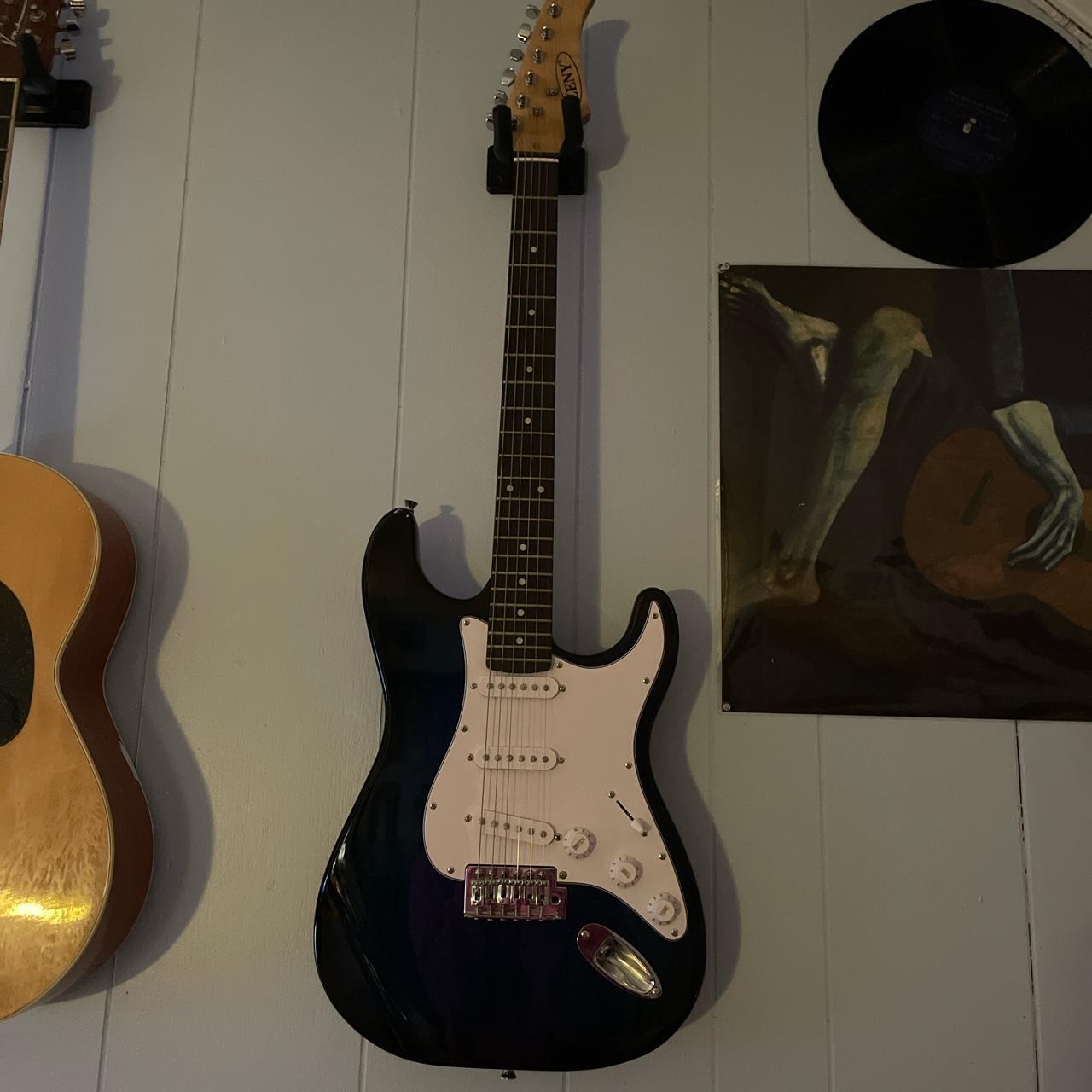 zeny electric guitar, navy blue/black, sounds great.... - Depop