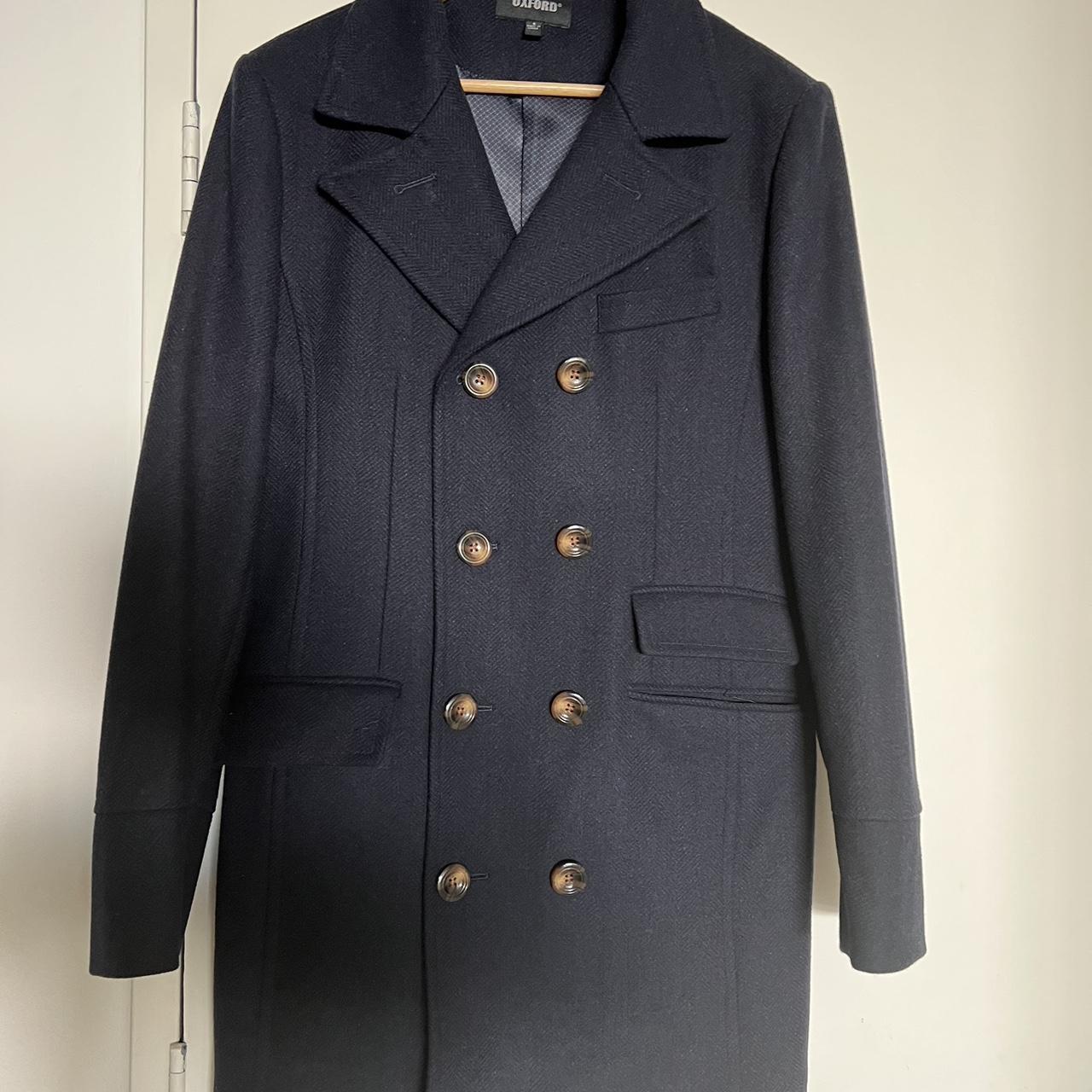 Oxford navy coat in size S , over the knee style,... - Depop