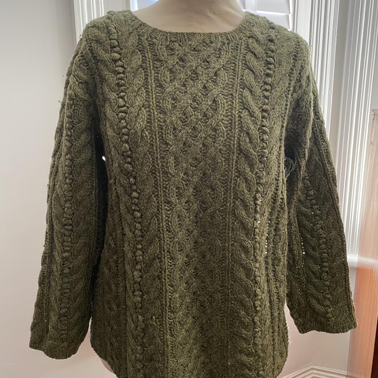 Vintage cable knit jumper, 100% wool. Beautiful marl... - Depop