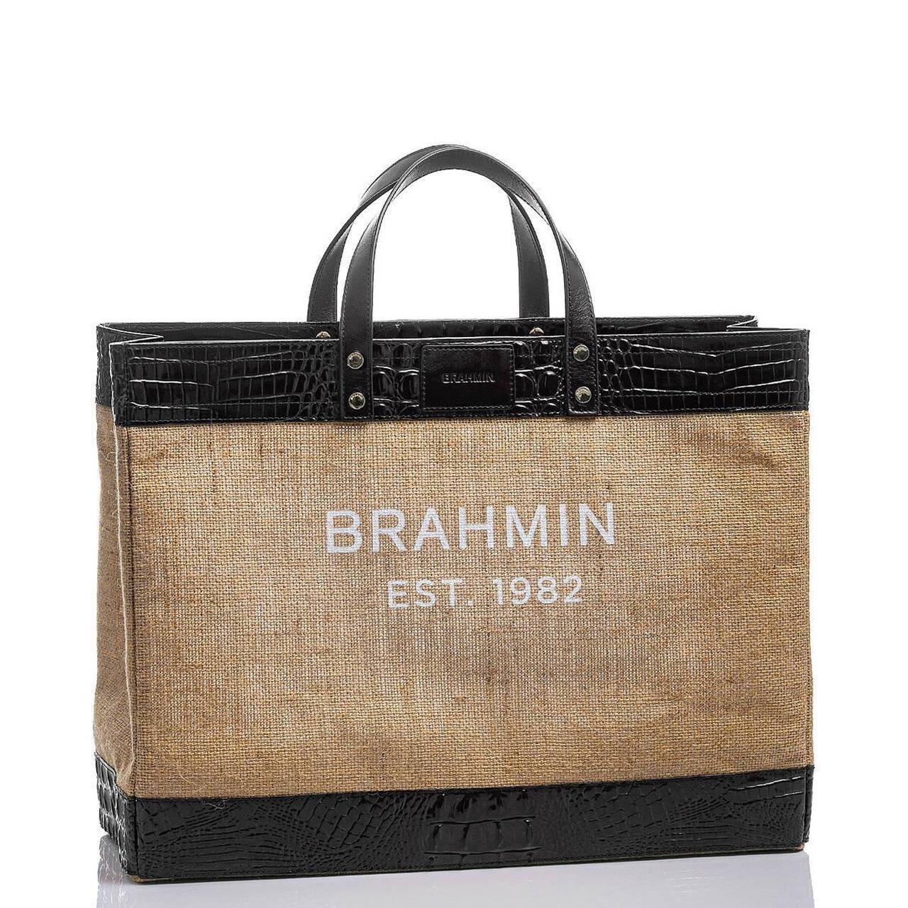 Brahmin MEREDITH Black Burlap Tote Bag Sold out