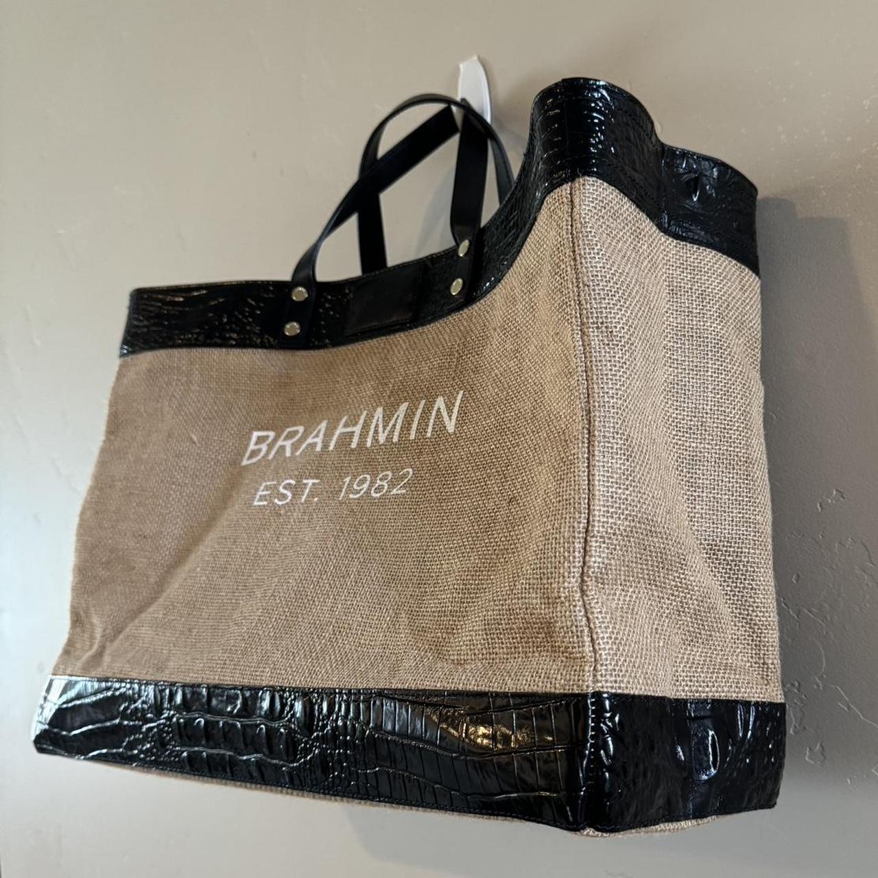 Brahmin MEREDITH Black Burlap Tote Bag Sold out