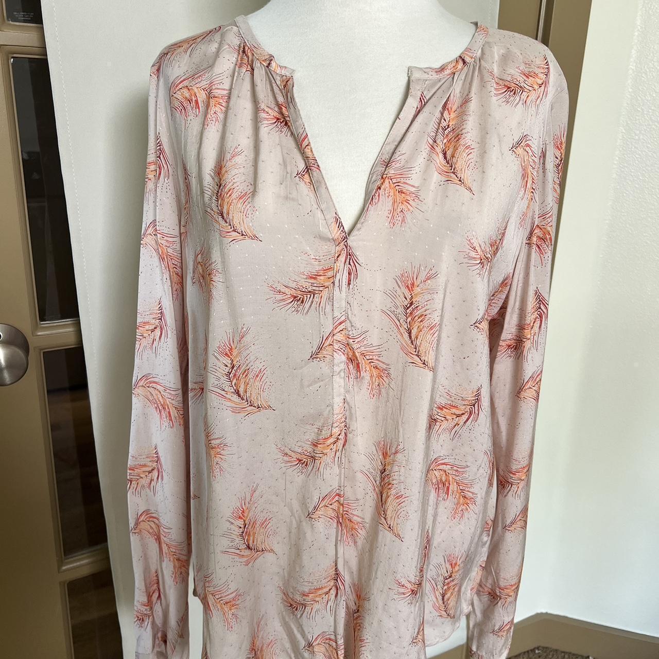 Women's Blouse - Multi - XL – Hinge Womens 1 Long Sleeve Blouse Excellent …