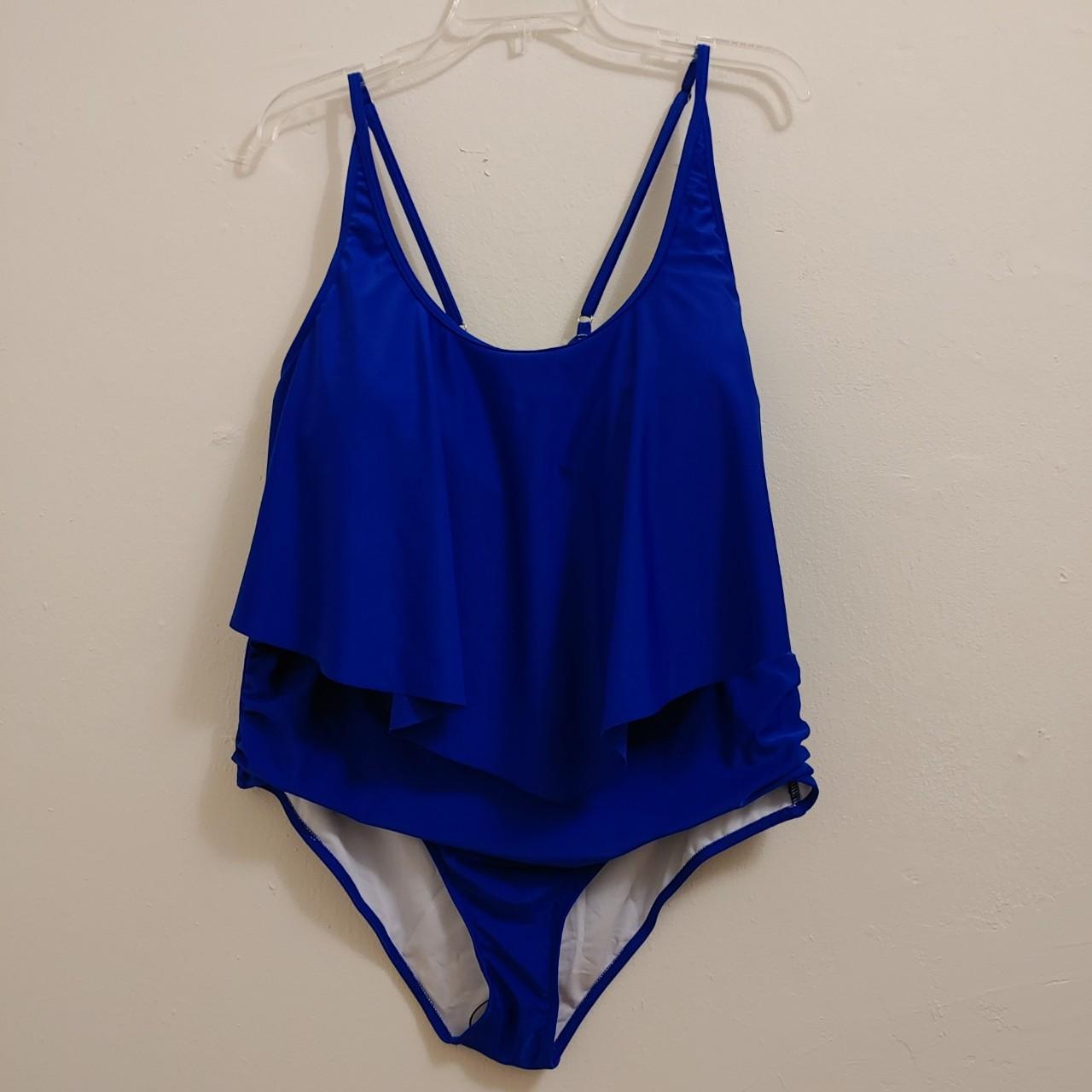 Shein Curve + Plus Women's Blue Bikinis-and-tankini-sets