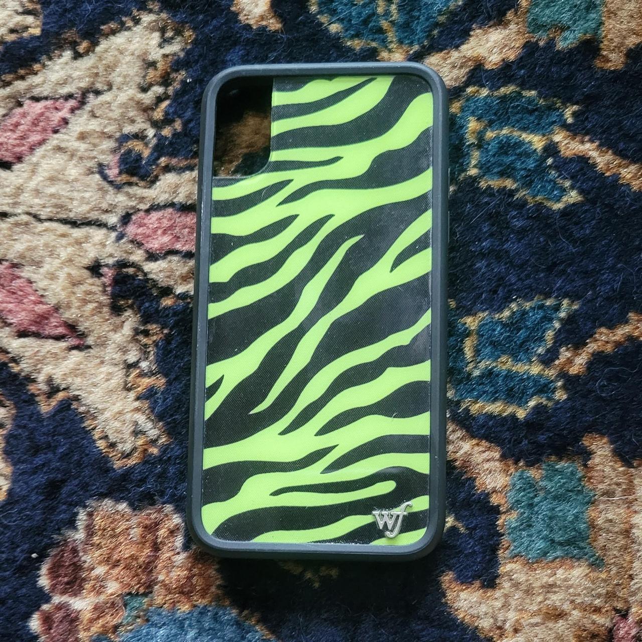 Neon yellow green Zebra stripe wildflower case for Depop