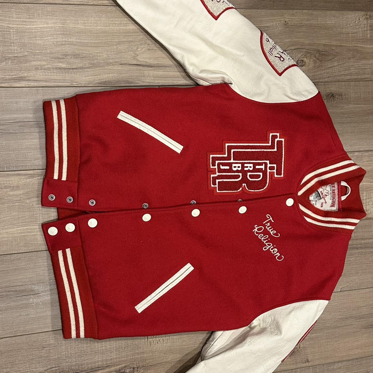 True religion store varsity jacket red