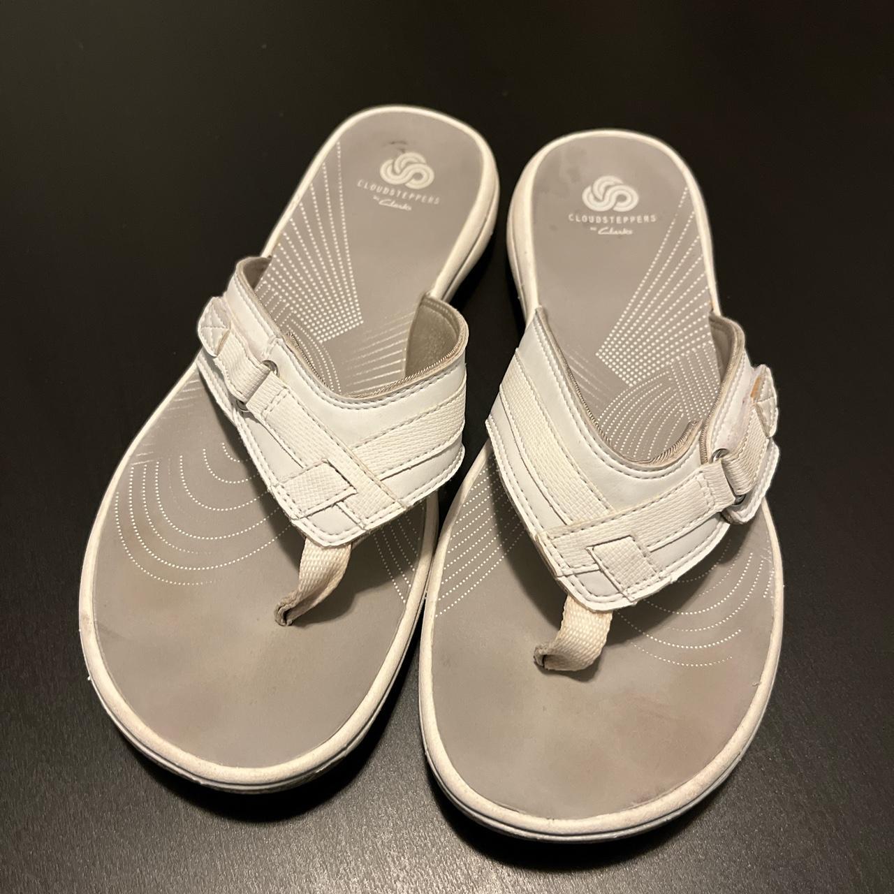 Clark’s Cloudsteppers women’s white flip flops. Size... - Depop