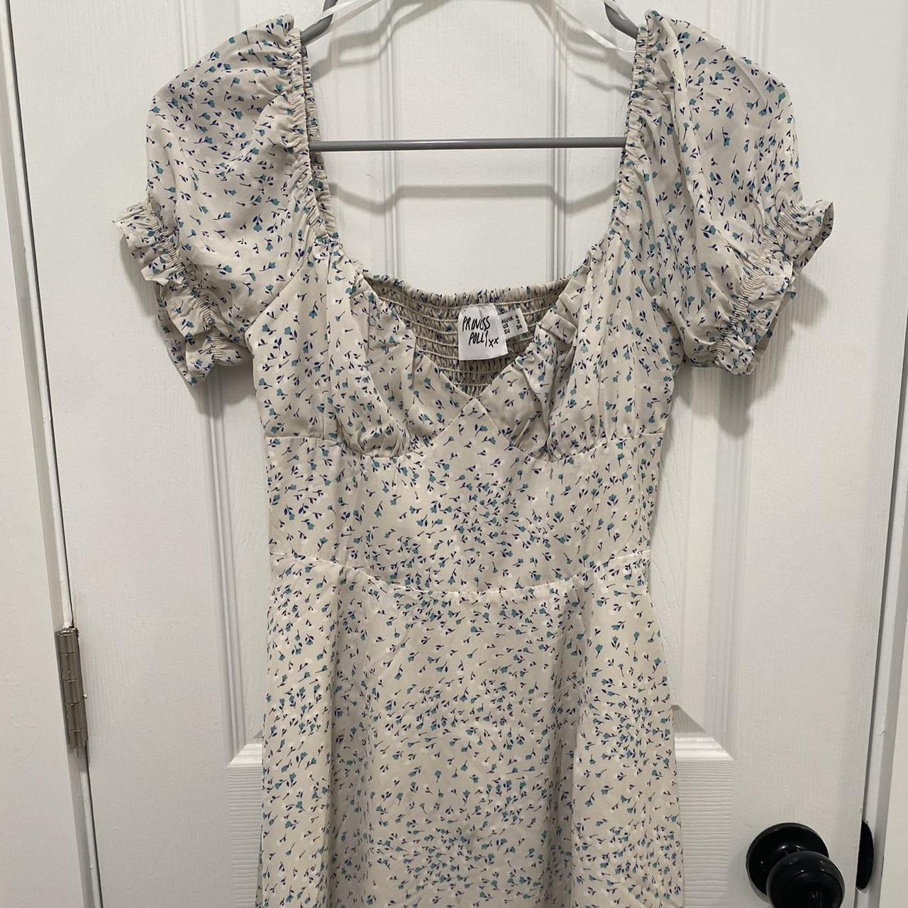 Super cute white/blue floral Princess Polly Dress.... - Depop