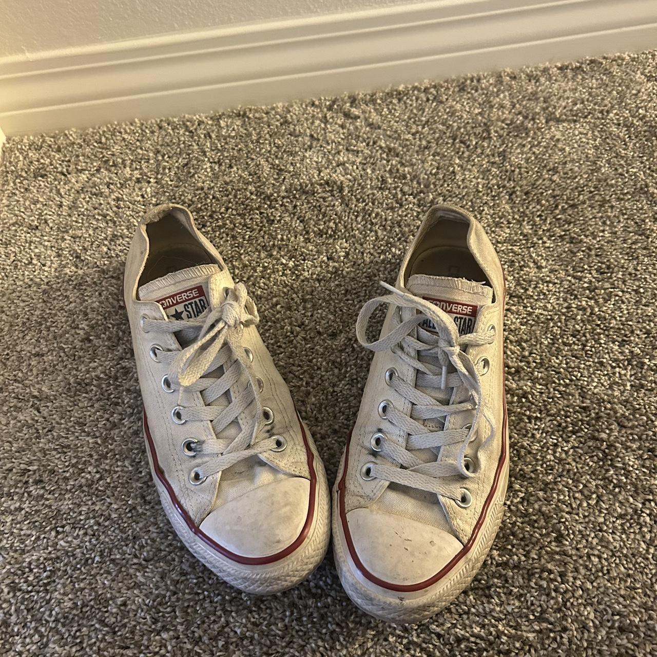 White Low Top Converse Size 6M 8W Fairly Used And... - Depop