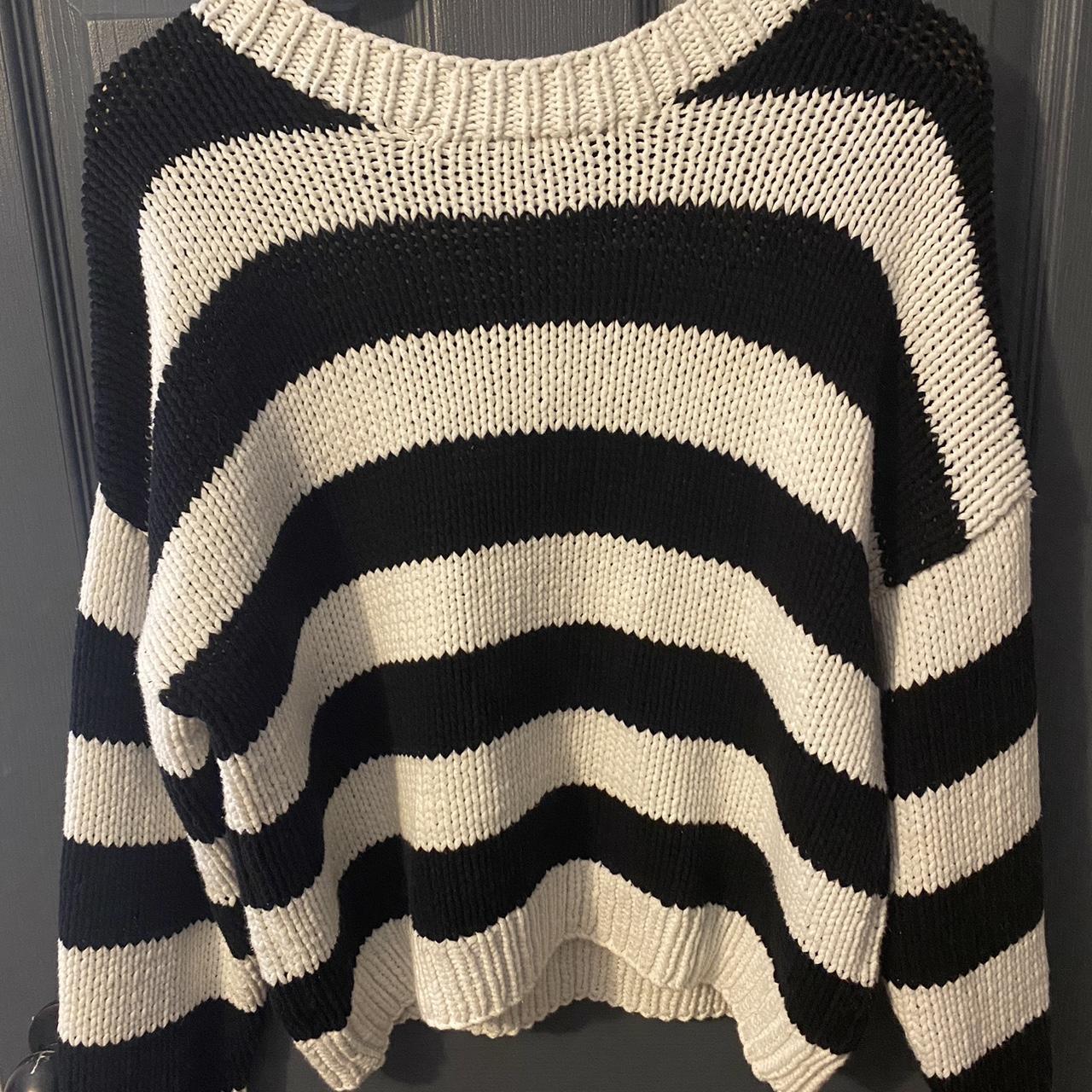 H&M black and white striped sweater Brand new... - Depop