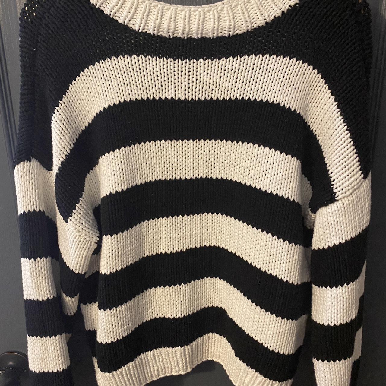 H&M black and white striped sweater Brand new... - Depop