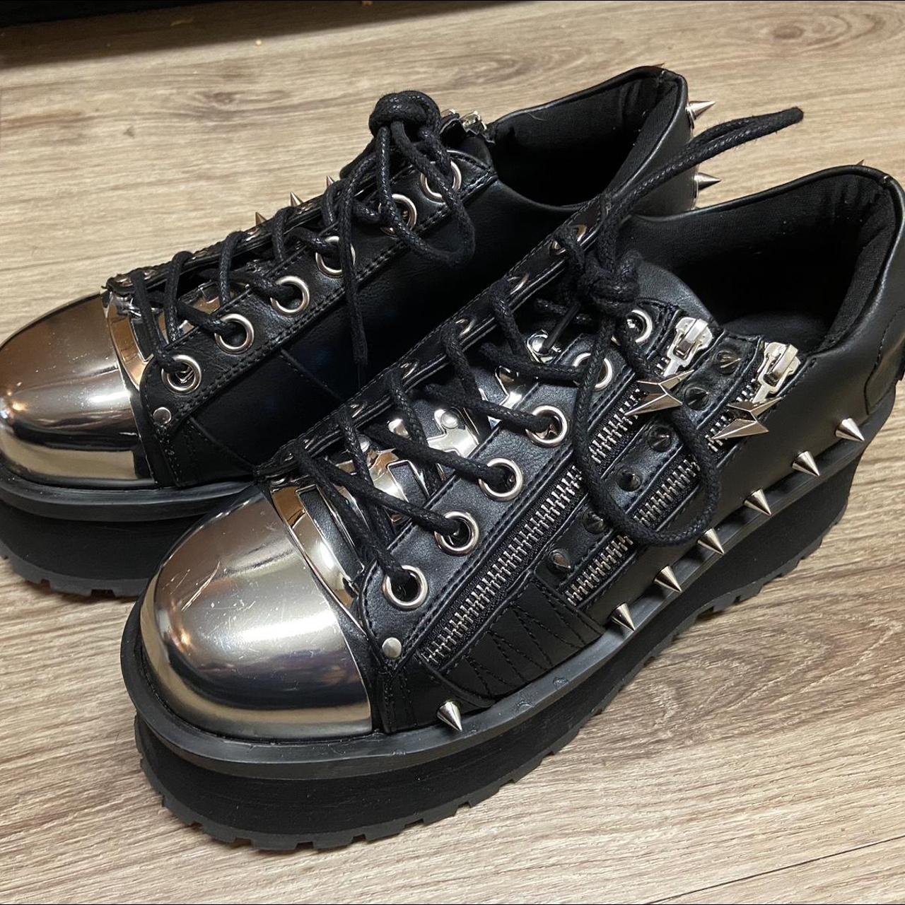 Demonia Men's Black and Silver Boots