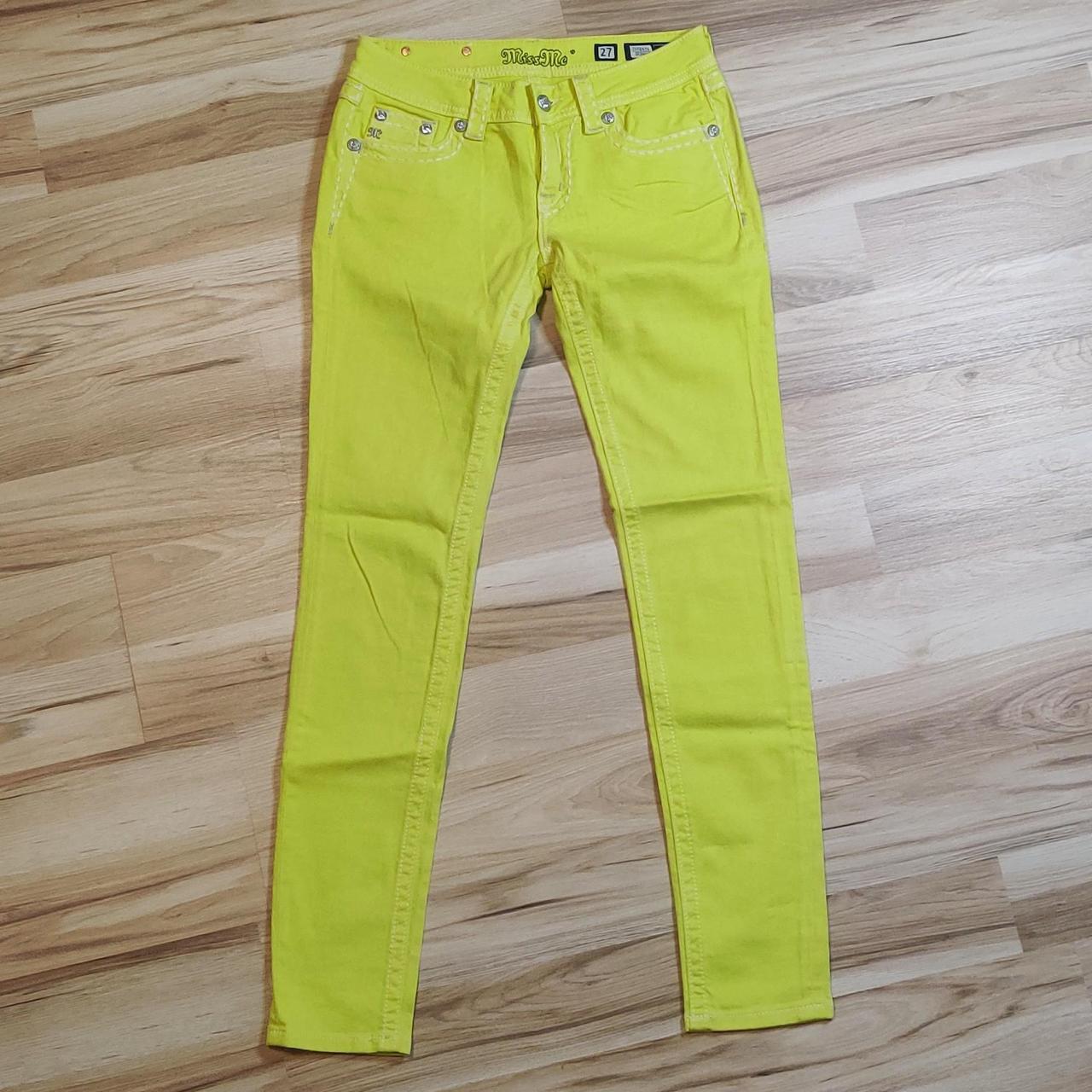 WOMENS MISS ME 'LEMON' COLOR SKINNY JEANS WITH THICK... - Depop