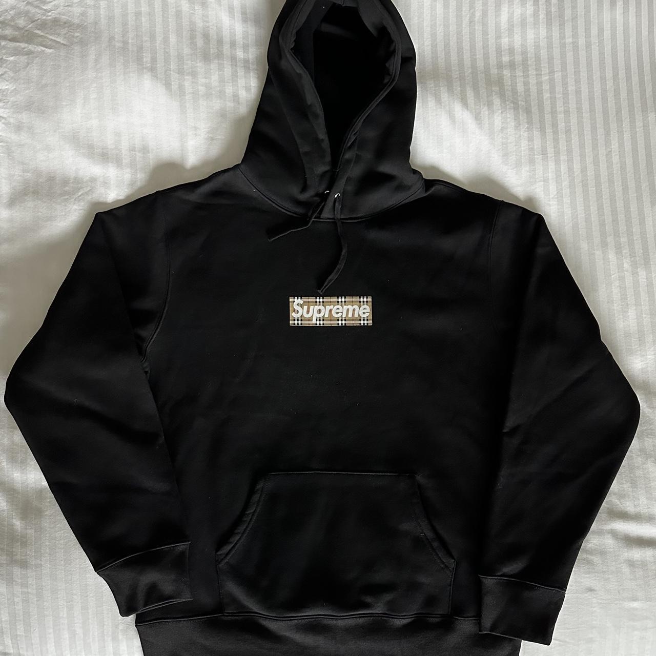 Supreme Burberry Box Logo Hooded Sweatshirt Size... - Depop