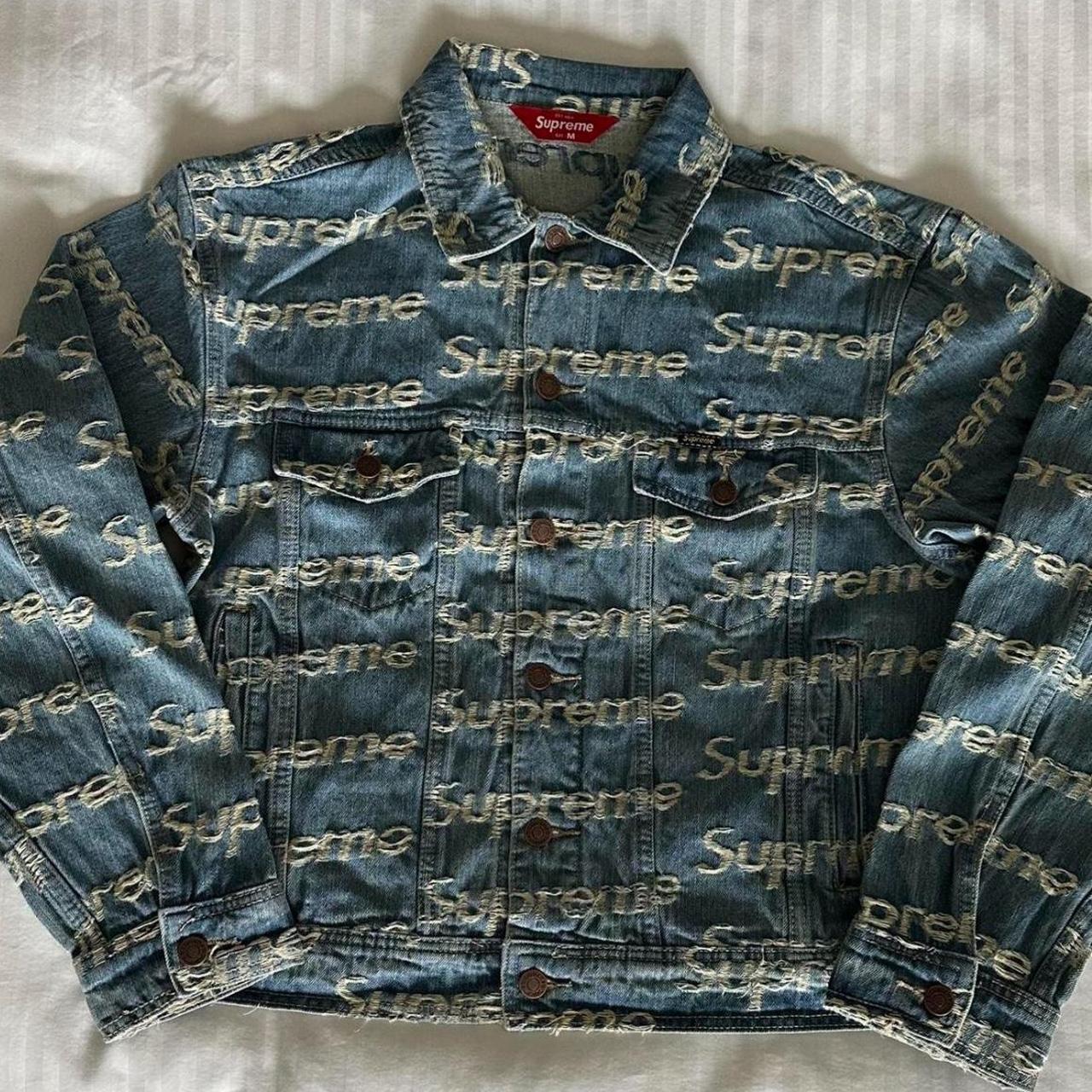Supreme Frayed Logos Denim Trucker Jacket Size | Depop