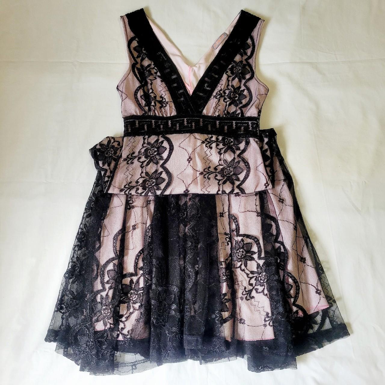 Pagani Vintage Lace Dress. Size 8 aud. Deep plunge... - Depop