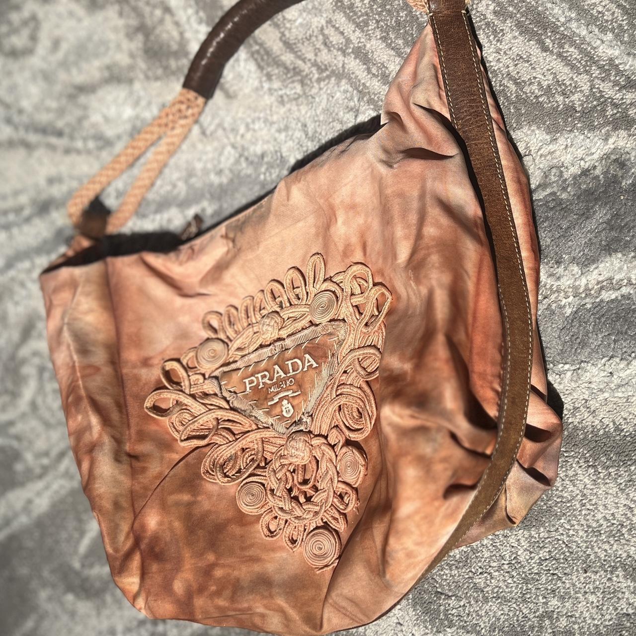 Prada Embroidered Tie Dye Leather Hobo Bag from the. Depop