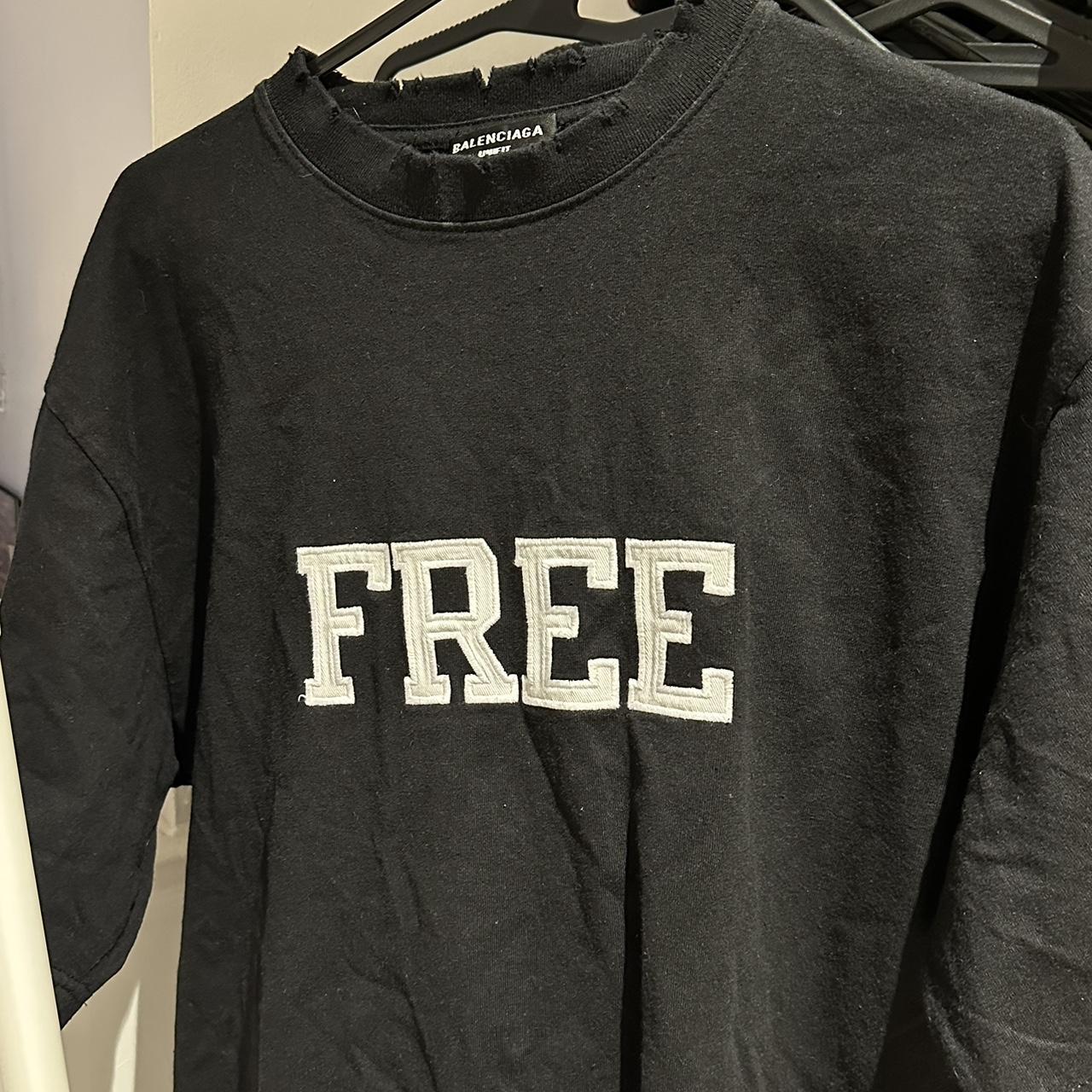 Balenciaga “Free” Distressed T-Shirt, Size M but fits...