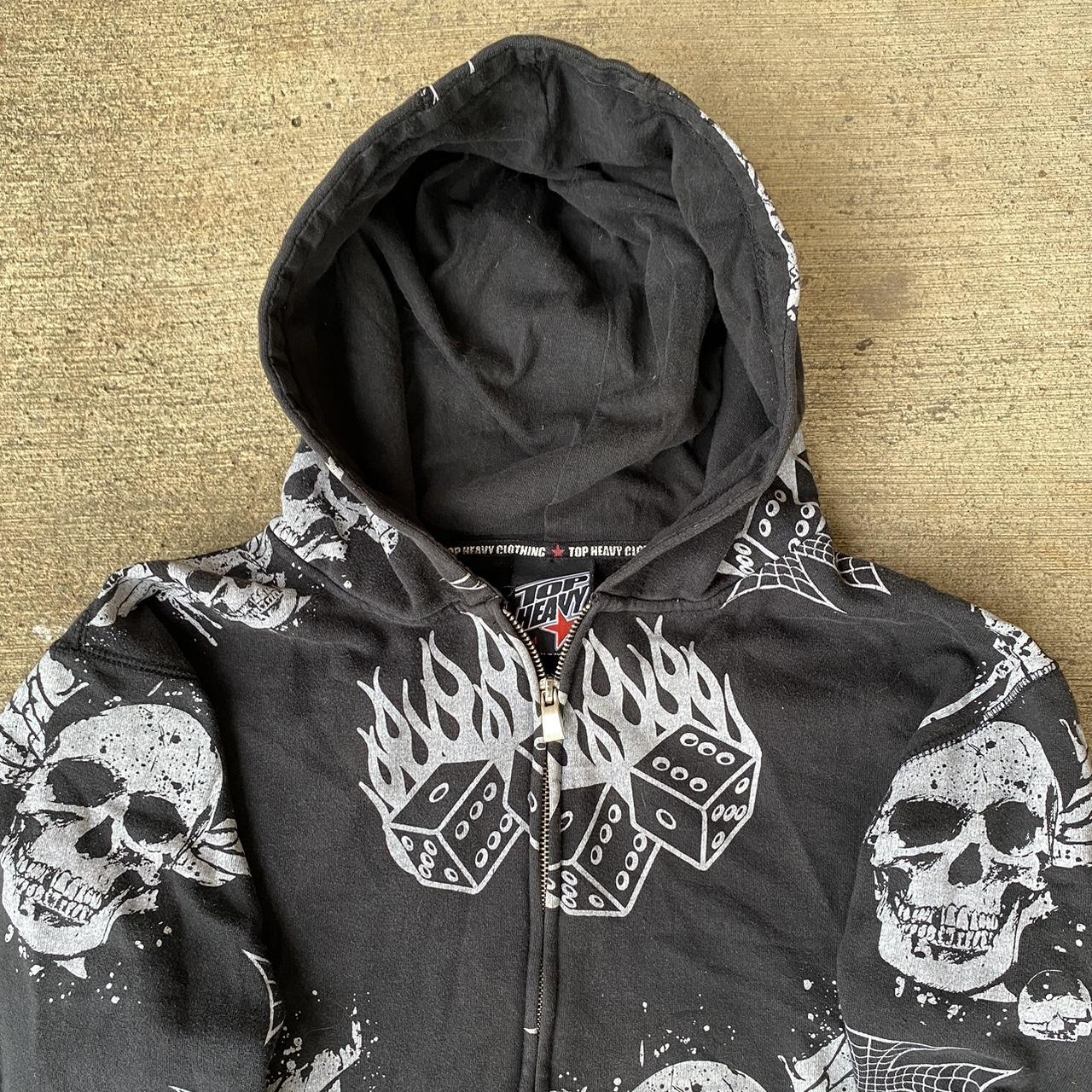 Crazy y2k zip up no boundaries skull Fits like a - Depop