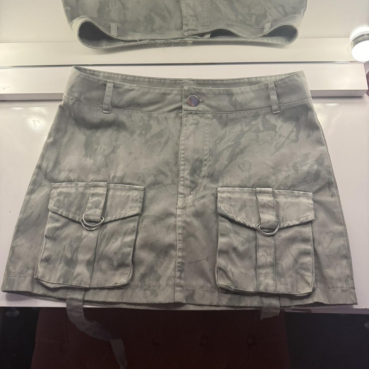 Prettylittlething Green Camo Mini Skirt Plus Green Abstract