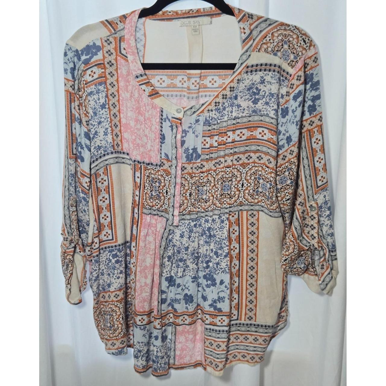Women's Blouse - Multi - XXL – Boho Patchwork Pea… - image 1
