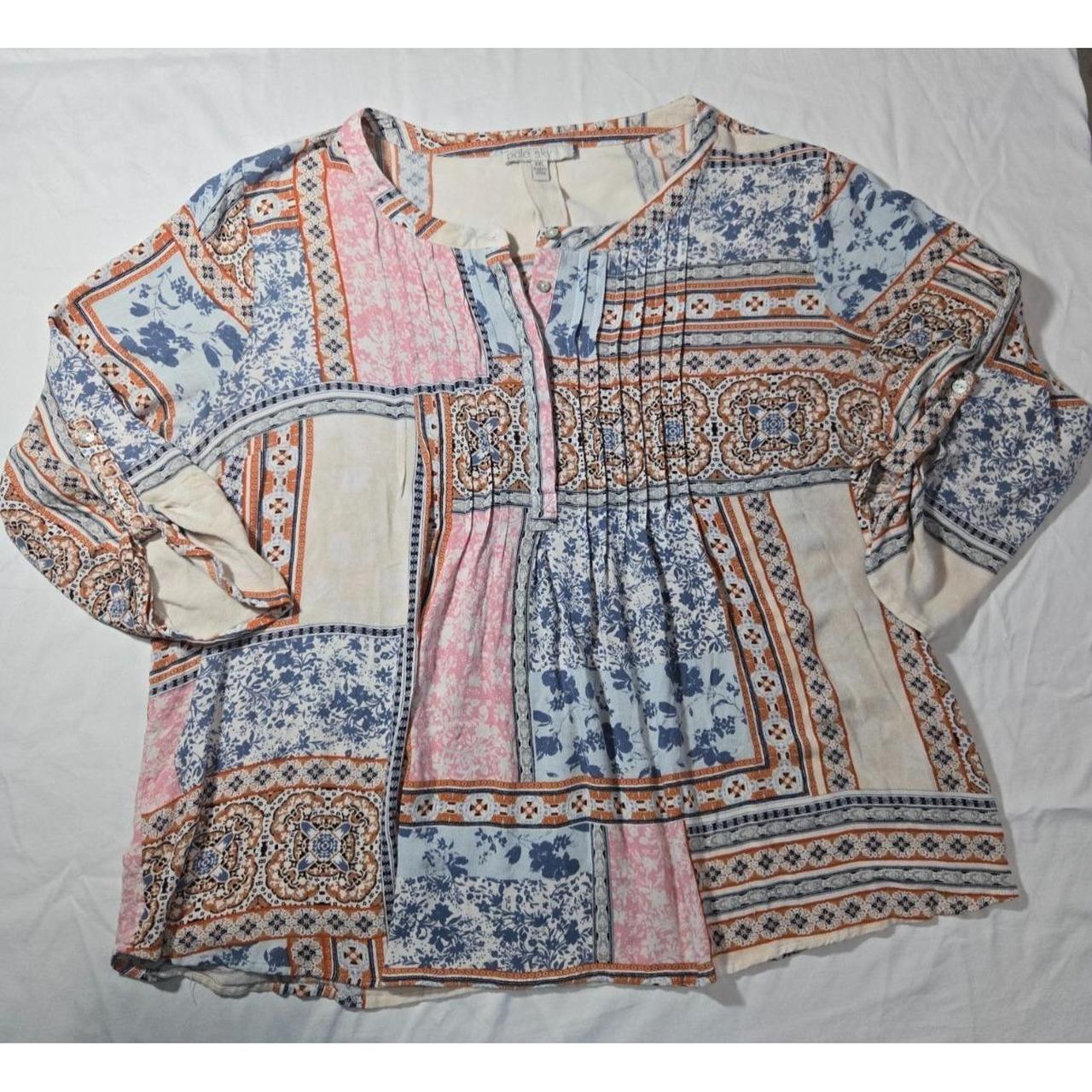 Women's Blouse - Multi - XXL – Boho Patchwork Pea… - image 3