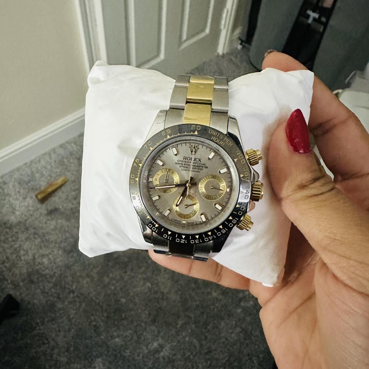 Rolex Men's Silver and Gold Watch Depop
