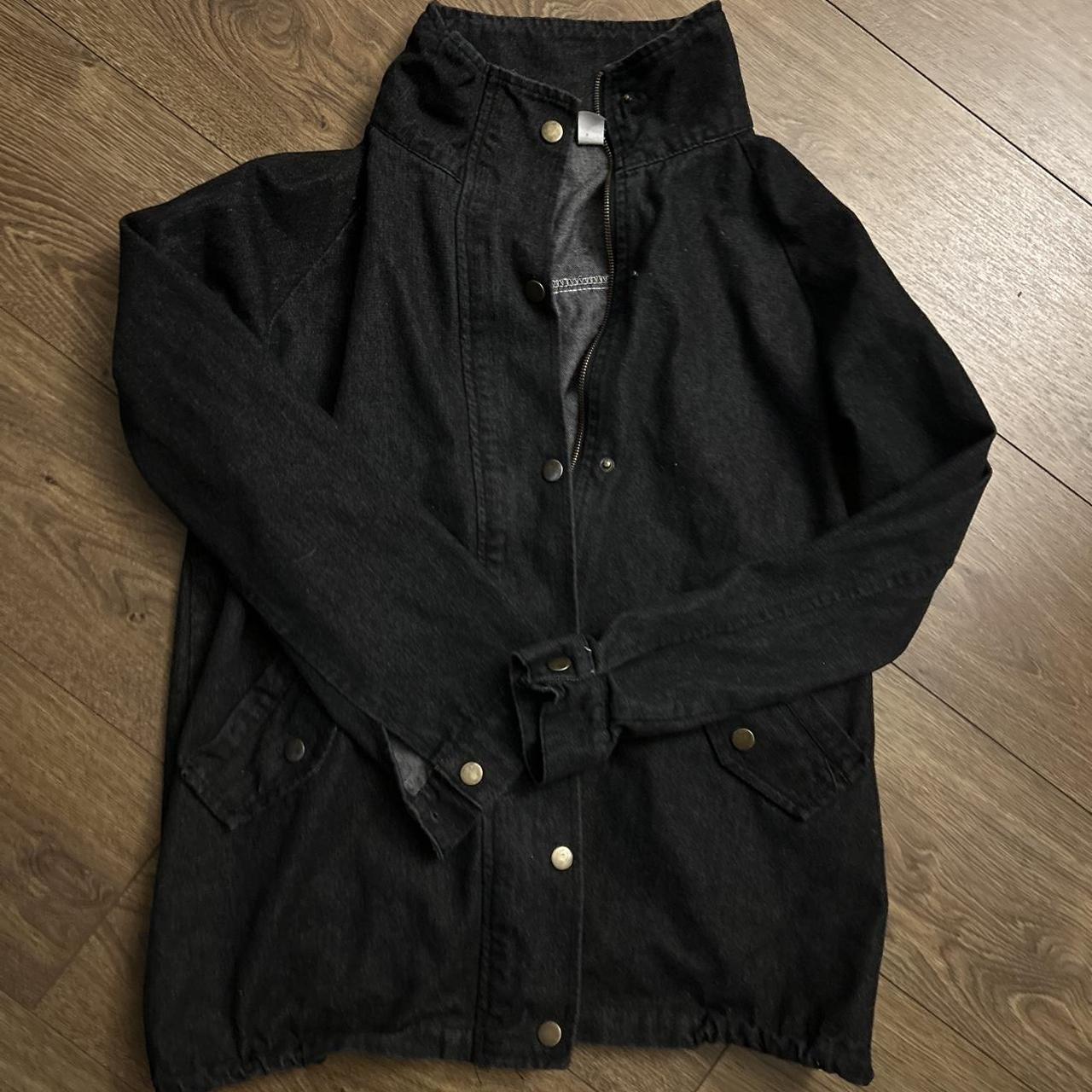 Black vintage police denim jacket - Depop