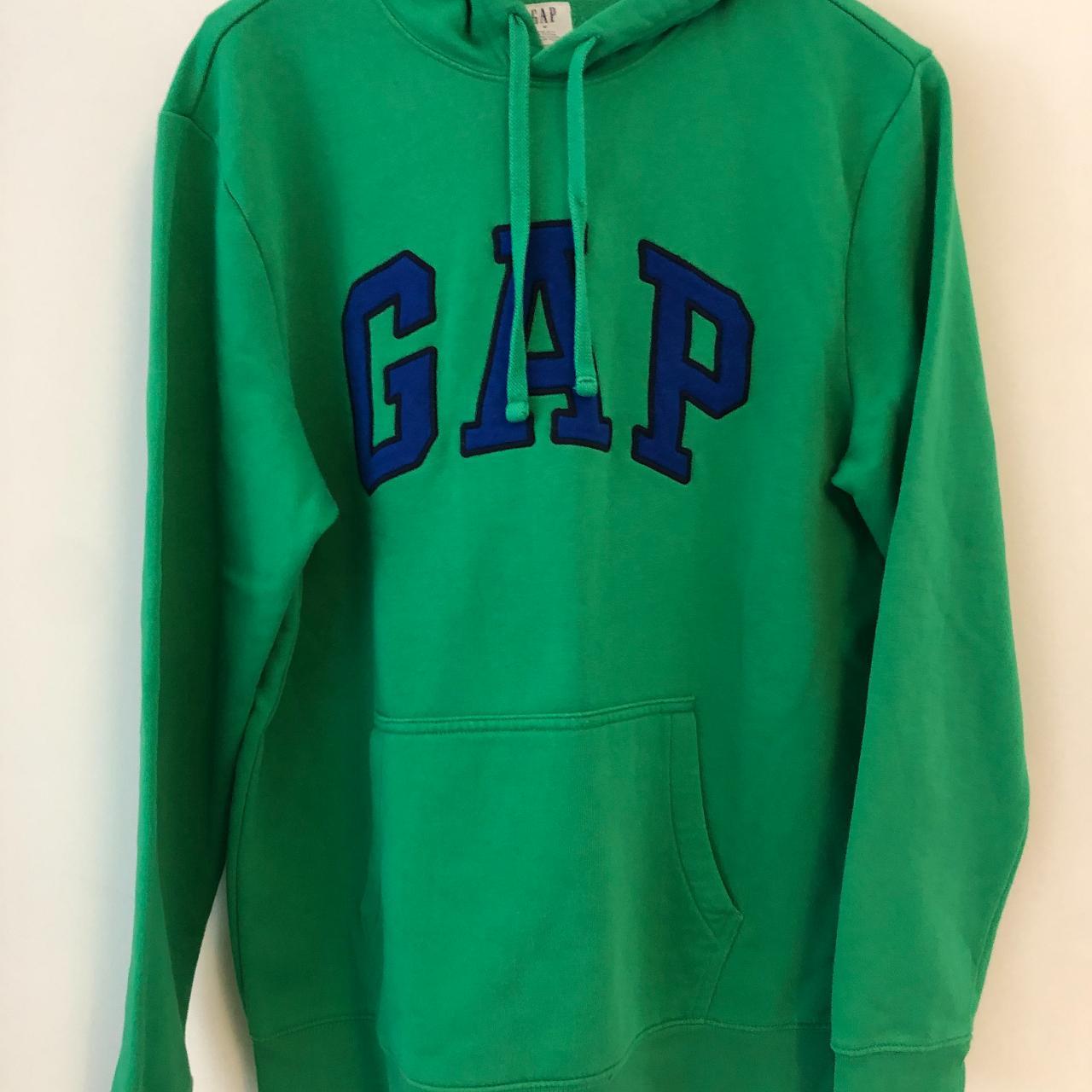 GAP Hoodie. Bright green with blue lettering. GAP... - Depop