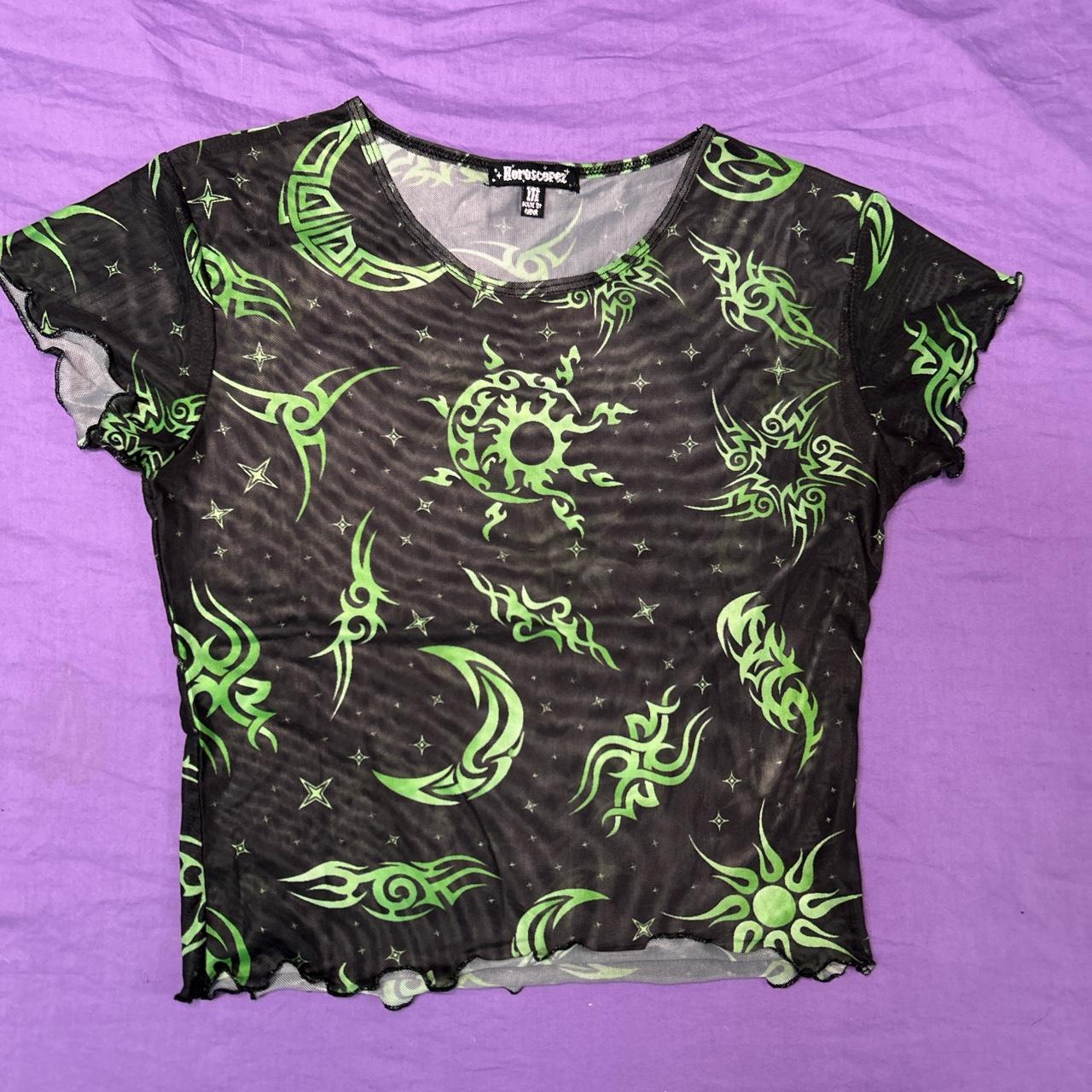 Dolls Kill Women's Black and Green Croptop Depop