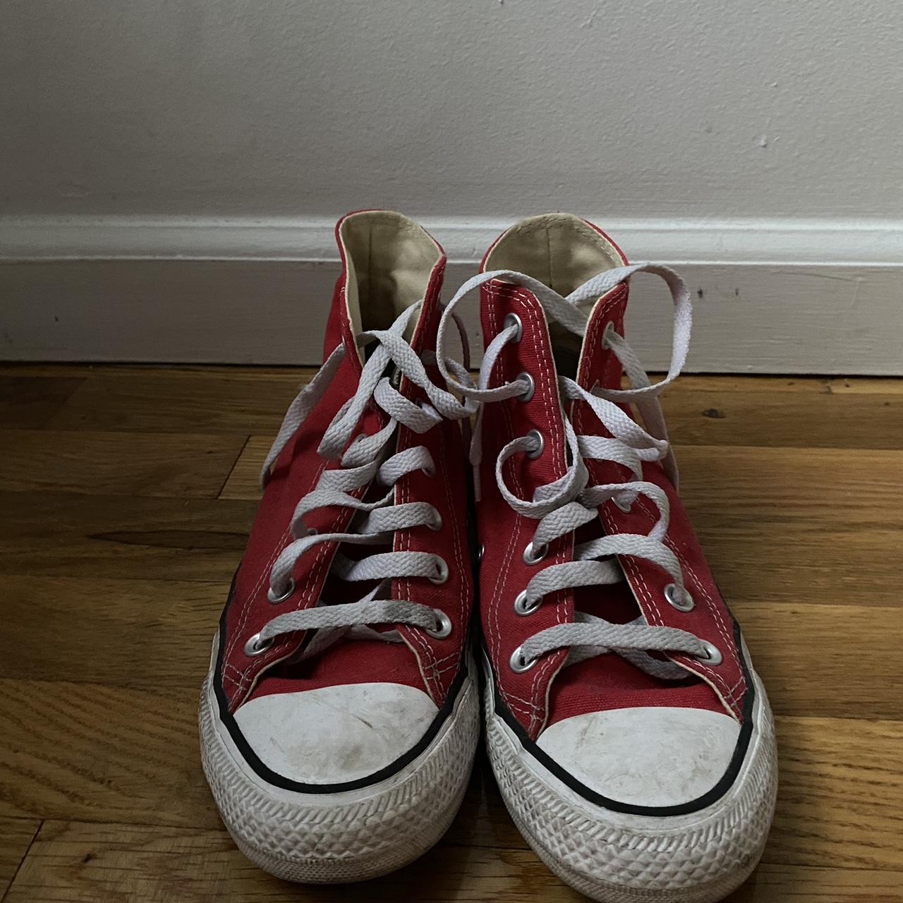 Red converse high tops - Depop