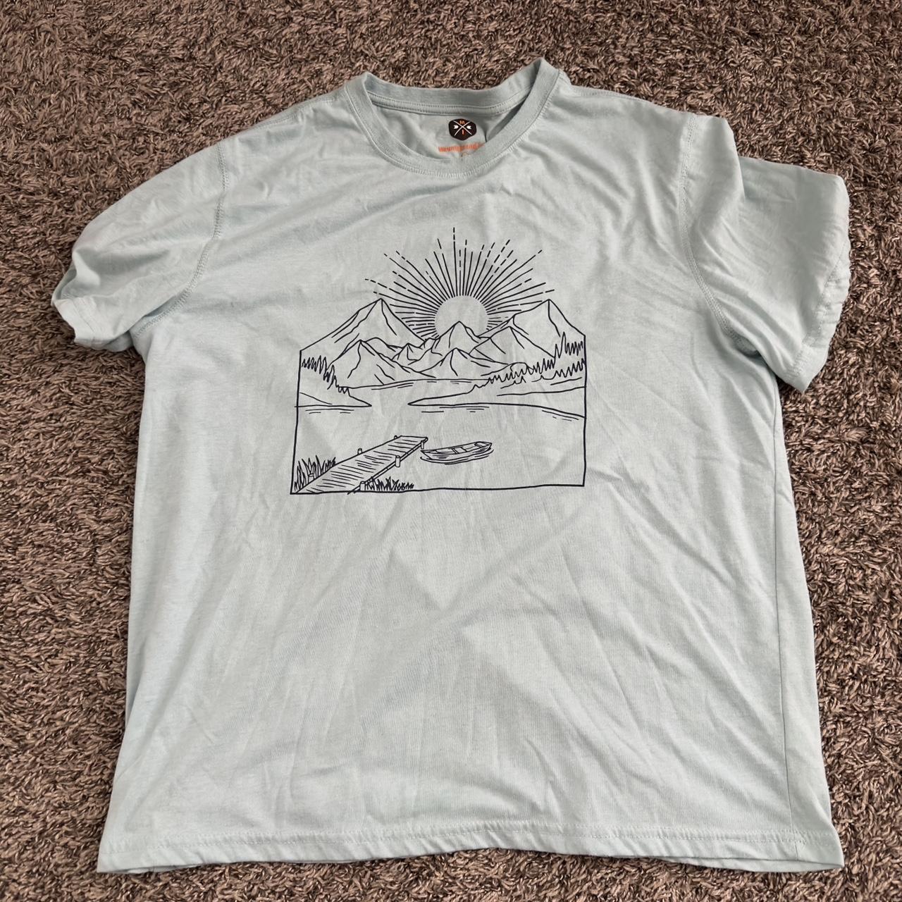 Large mountain and isles t shirt. Rarely warn,... - Depop