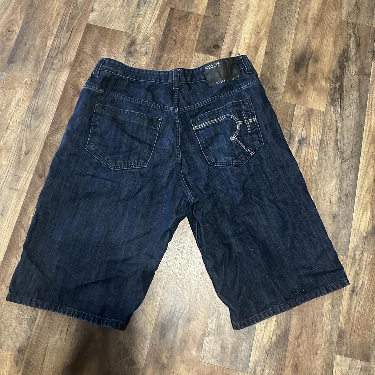 HUGE Dark Blue Rocawear Jorts R+ Original fit Super... - Depop