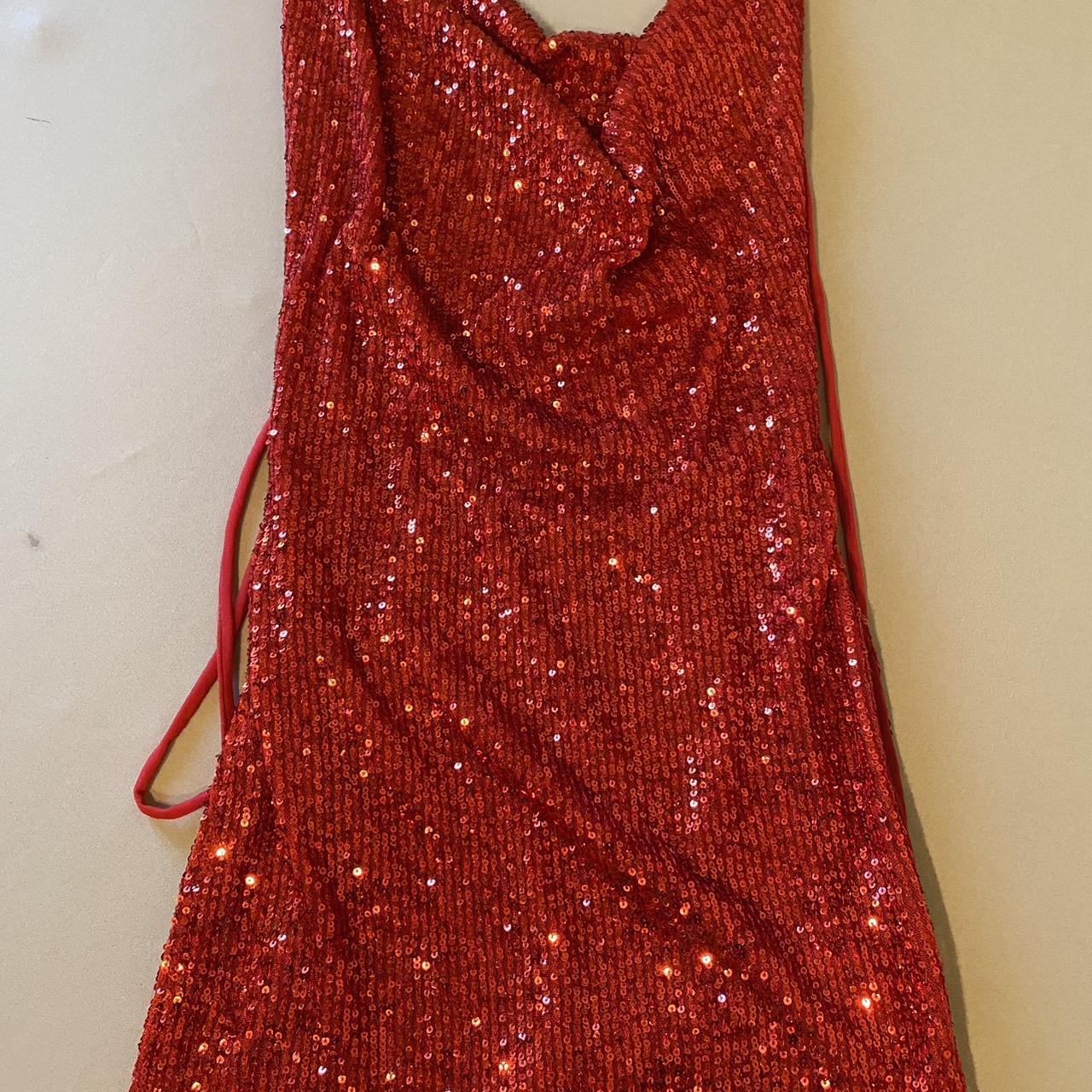 Red sequin fashion nova party dress. Open back and... - Depop