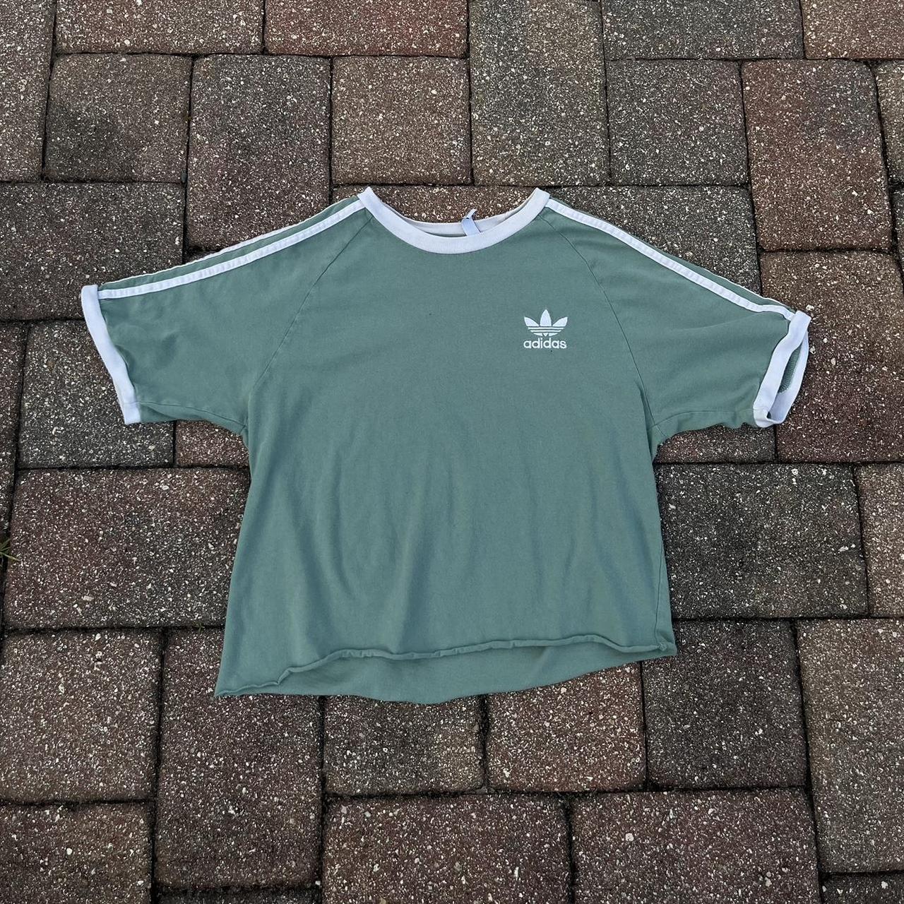 neon green adidas crop top tag size xs pit to pit - Depop