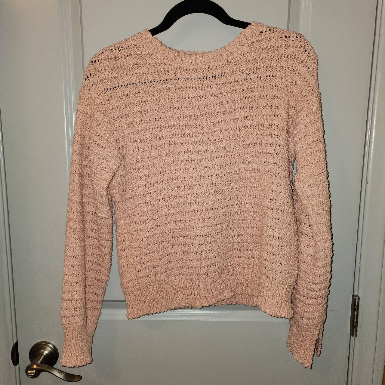 Salmon pink sweater. Knitted like texture. Made... Depop