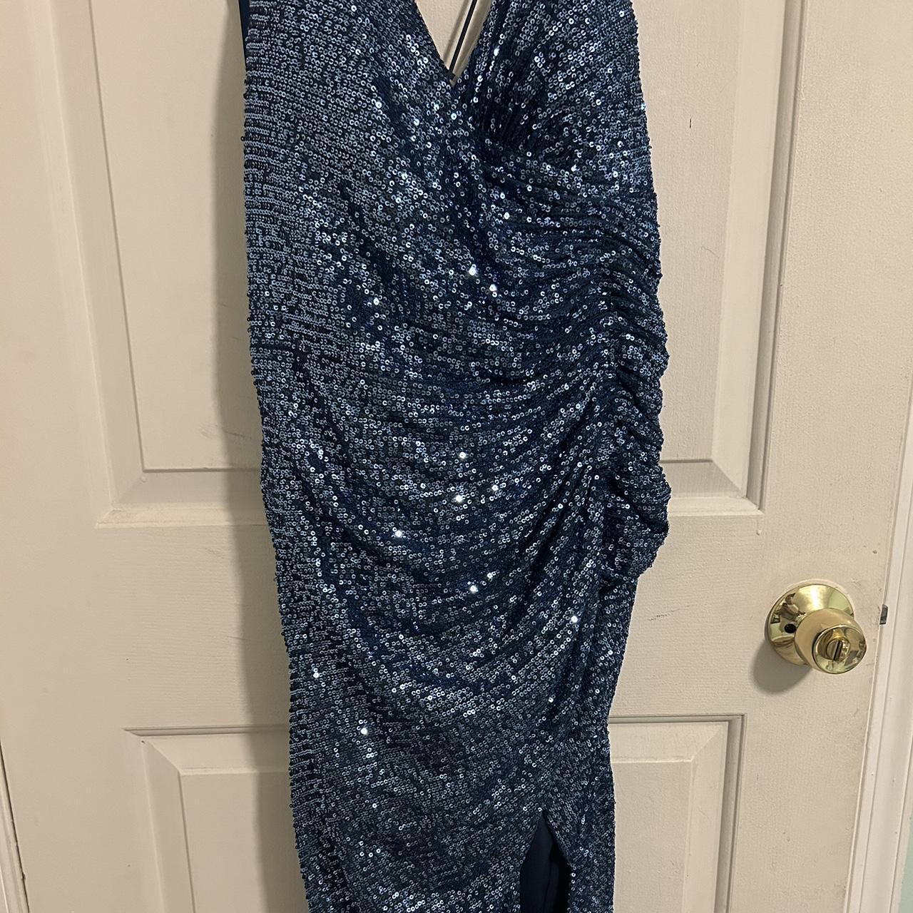 Boohoo Women's Navy and Blue Dress Depop