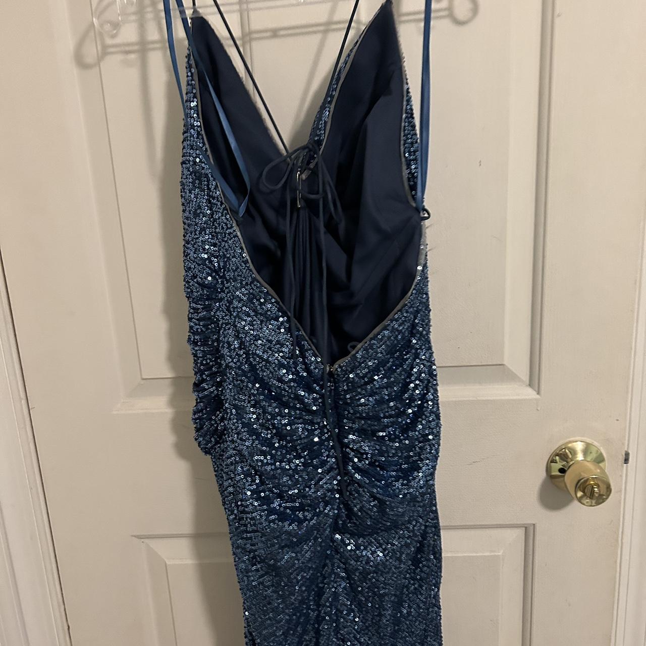 Boohoo Women's Navy and Blue Dress Depop