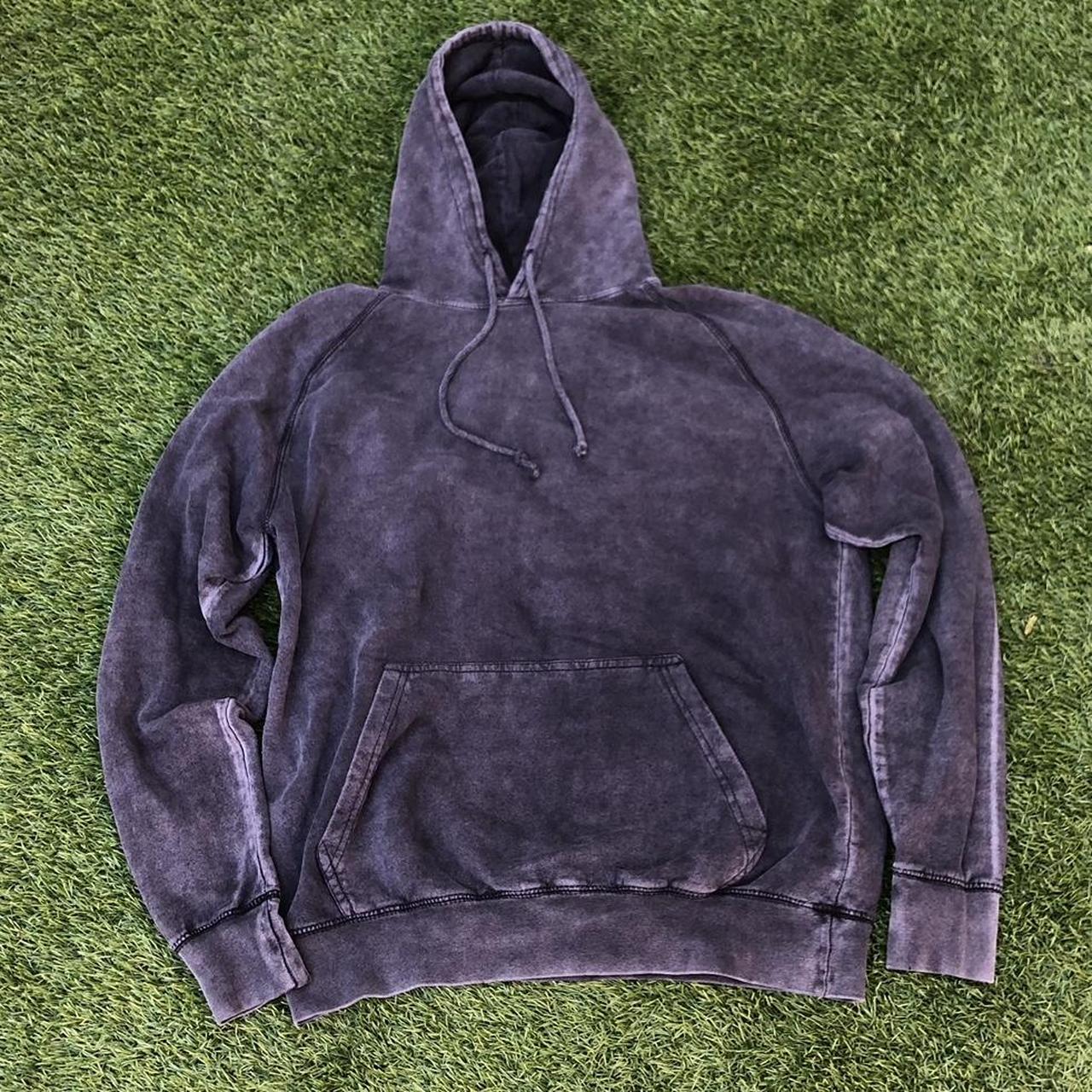 unisex fleece plain pullover hoodie in faded black... - Depop