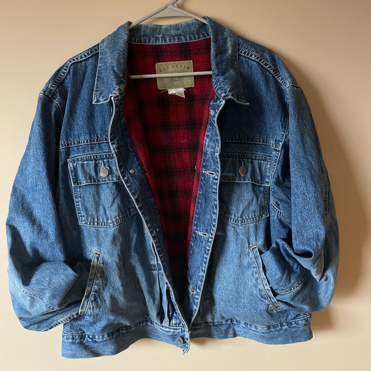 Men’s vintage GAP flannel lined jean jacket, size XL... Depop