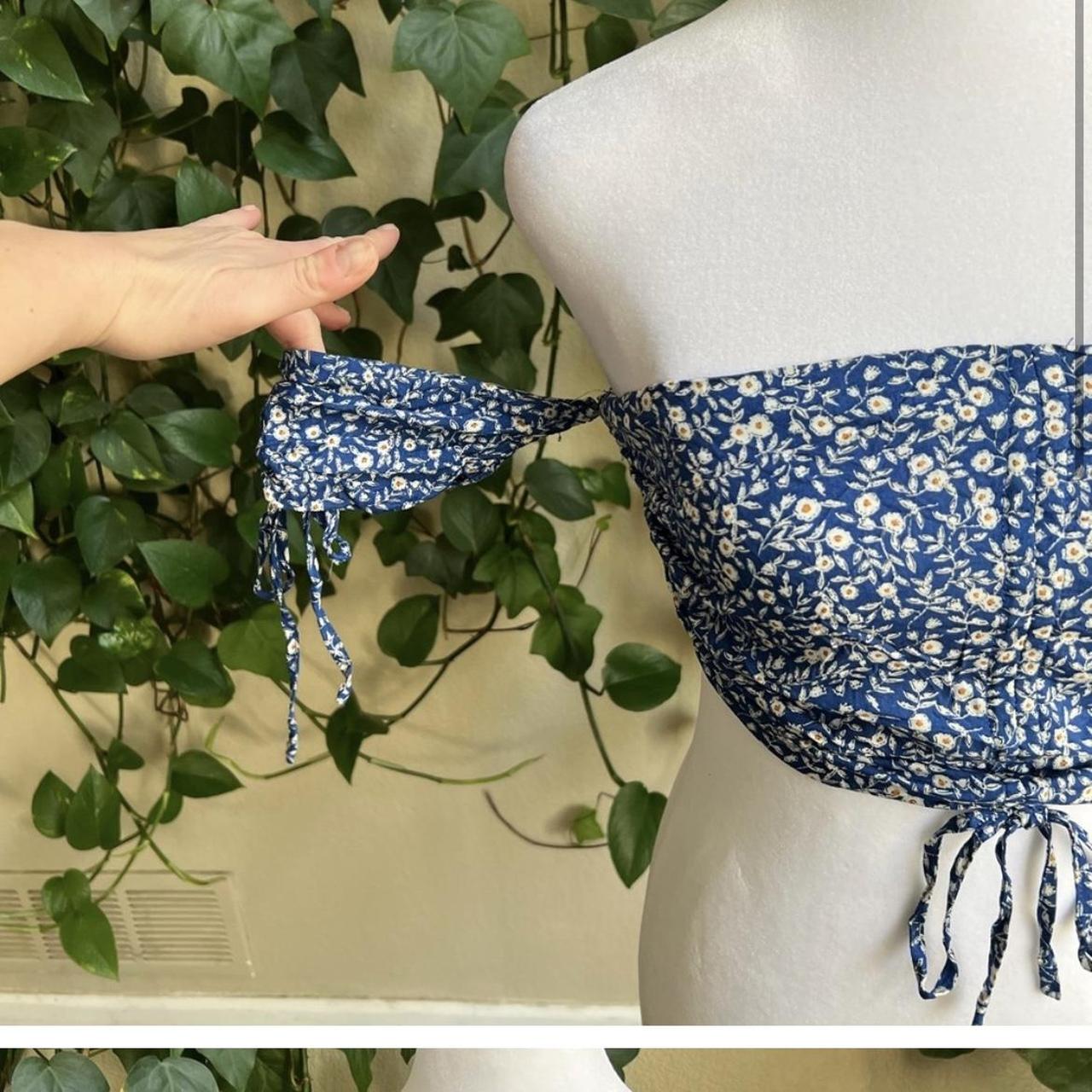 Summer Vibes Blue Floral Print Off-the-Shoulder Crop Top