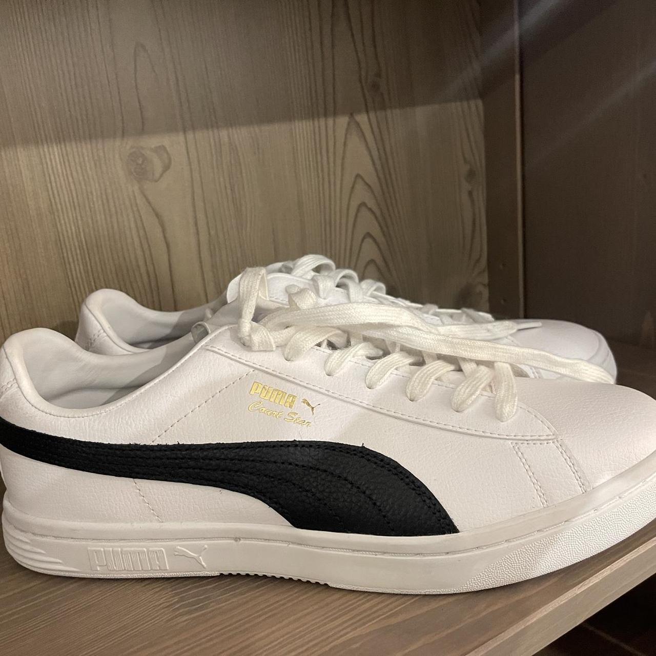 Puma bts sneakers court star white and black. Depop