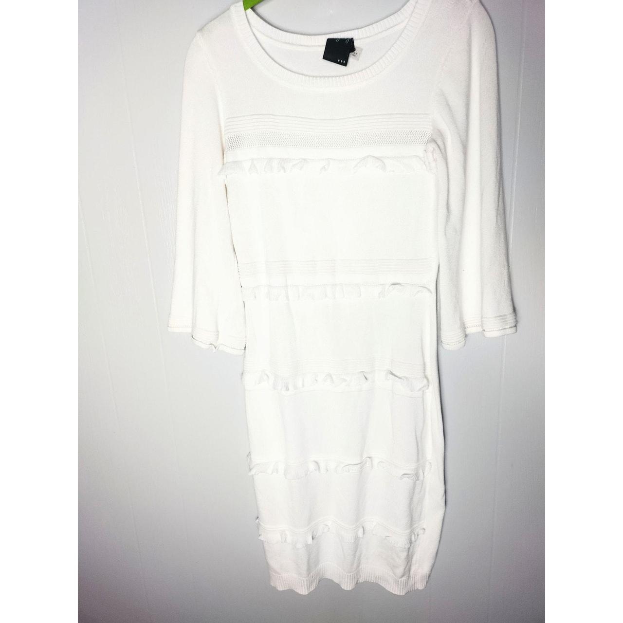 Gabby Skye White Ruffle Sweater Knit Dress Bell. Depop