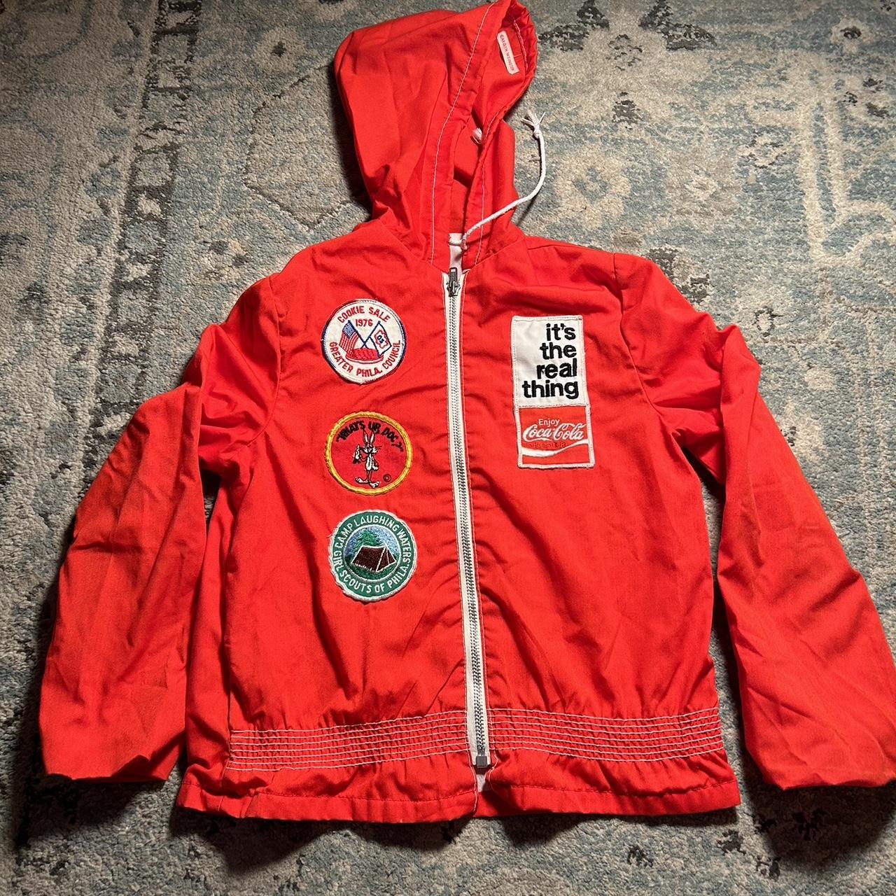 Vintage kids Coca-Cola zip up jacket with Girl Scout... - Depop
