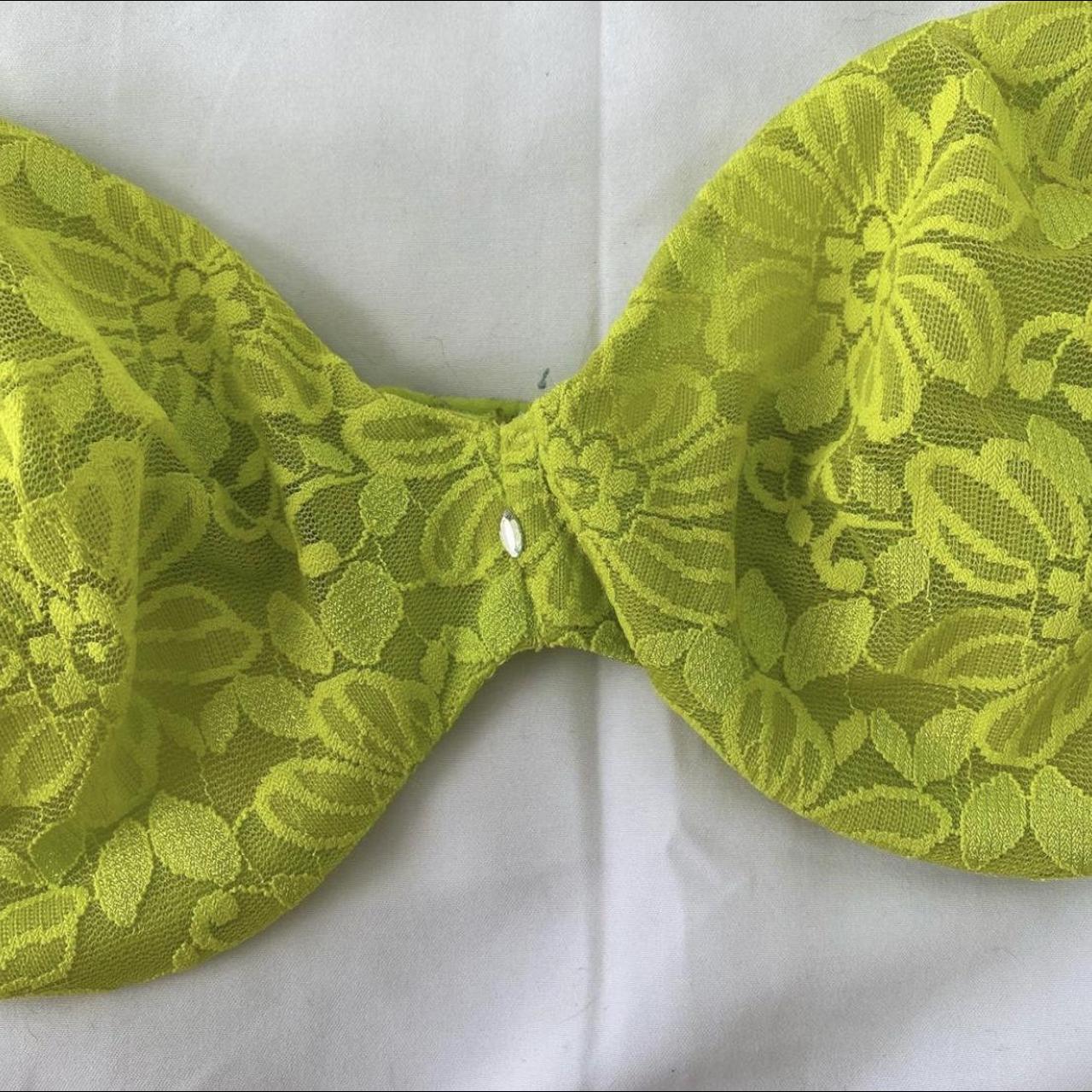 lime green lace bralette💚 tiny jewel in the center. - Depop